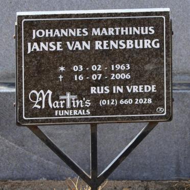 RENSBURG Johannes Marthinus, Janse van 1963-2006