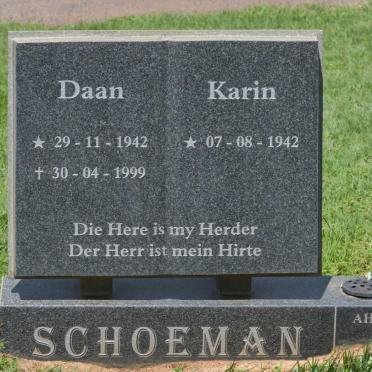 SCHOEMAN Daan 1942-1999 &amp; Karin 1942-