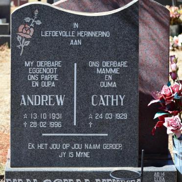 SCHALKWYK Andrew, van 1931-1996 &amp; Cathy 1929-