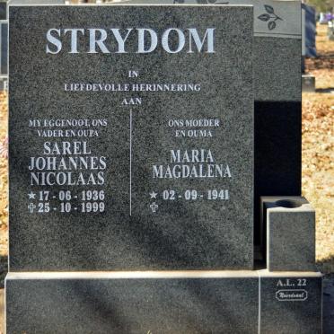 STRYDOM Sarel Johannes Nicolaas 1936-1999 &amp; Maria Magdalena 1941-