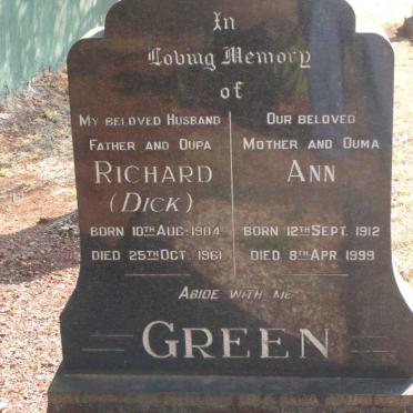 GREEN Richard 1904-1961 &amp; Ann 1912-1999