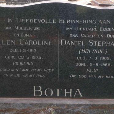 BOTHA Daniel Stephanus 1909-1969 &amp; Ellen Caroline 1913-1975