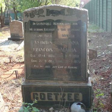 COETZEE Andries Francois 1888-1953 &amp; Susanna Maria 1891-1973