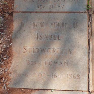 STIDWORTHY Isabel nee COWAN 1902-1968