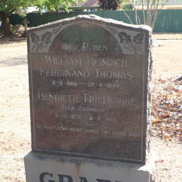 THOMAS William Heinrich Ferdinand 1866-1949 &amp; Henriette Friederike EICHINGER 1876-1963