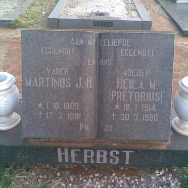 HERBST Martinus J.H. 1905-1981 &amp; Heila M. PRETORIUS 1914-1980