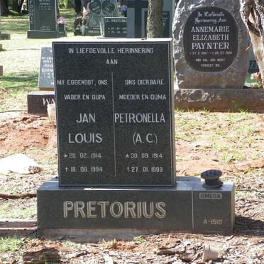 PRETORIUS Jan Louis 1914-1994 &amp; Petronella A.C. 1914-1999