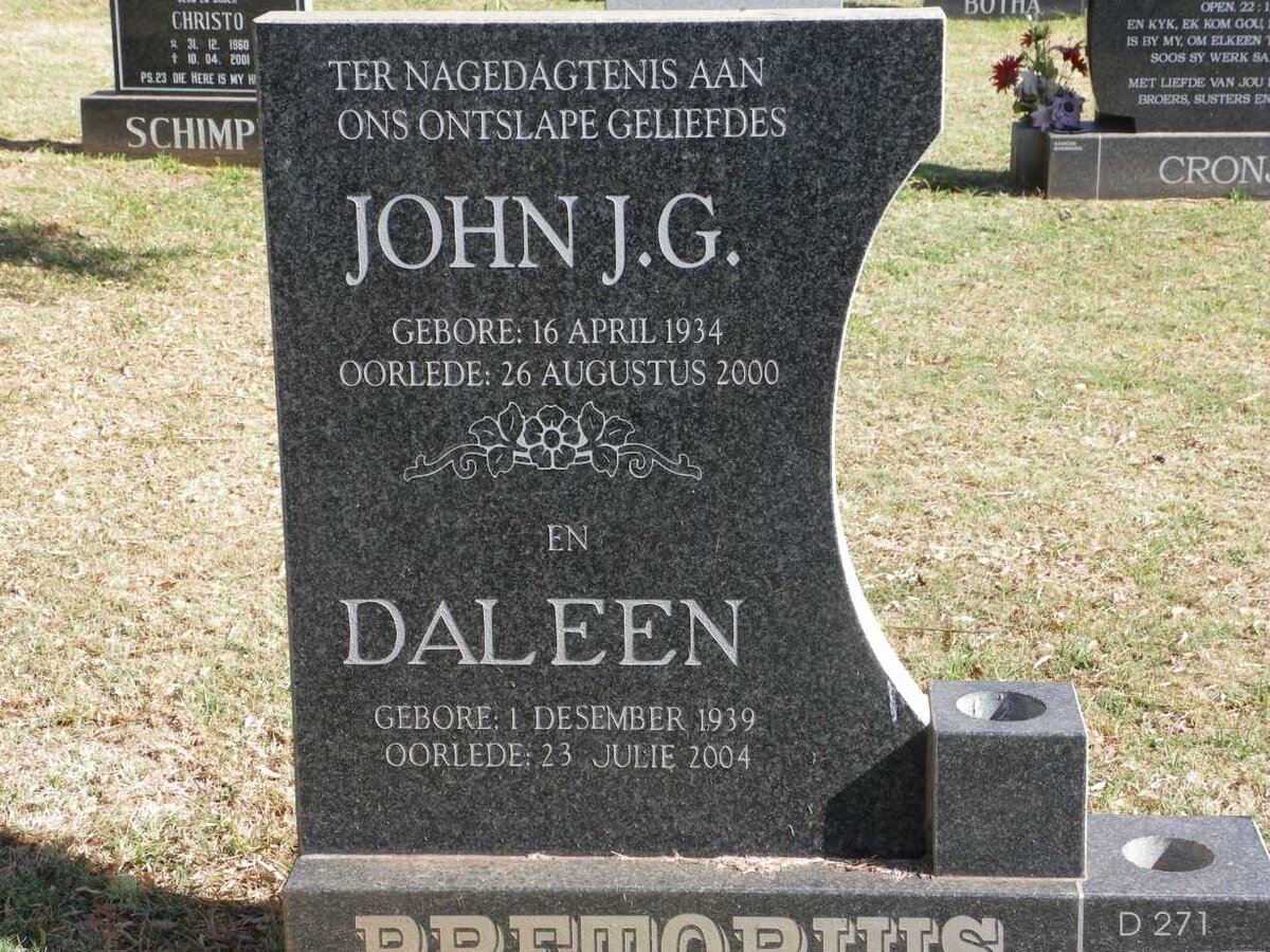 PRETORIUS John J.G. 1934-2000 &amp; Daleen 1939-2004