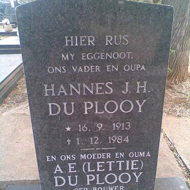 PLOOY Hannes J.H., du 1913-1984 &amp; A.E. BOUWER 1912-1993