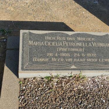 VERMAAK Maria Cecilia Petronella nee PRETORIUS 1905-1972