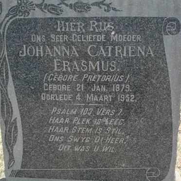 ERASMUS Johanna Catriena nee PRETORIUS 1879-1952
