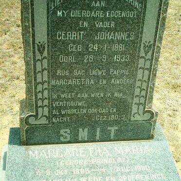 SMIT Gerrit Johannes 1881-1933 &amp; Margaretha Maria PRINSLOO 1895-1980