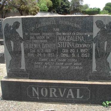 NORVAL Jeremia Daniel 1881-1952 &amp; Magdalena Stefina VREY 1887-1957