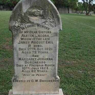 BORCHERD Margaret Johanna -1923 :: ROBINS Aletta Jacoba -1921 