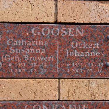 GOOSEN Ockert Johannes 1933-2009 &amp; Catharina Susanna BRUWER 1931-2007