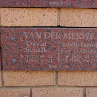 MERWE David Schalk, van der 1925-1998 &amp; Isabella Lauwrika GELDENHUYS 1925-1999