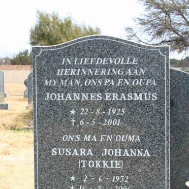 ERASMUS Johannes 1925-2001 &amp; Susara Johanna 1932-2006