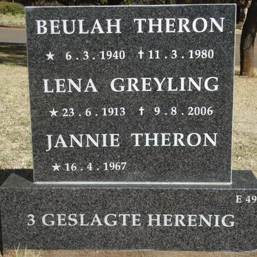 GREYLING 1913-2006 :: THERON Beulah 1940-1980 :: THERON Jannie 1967-