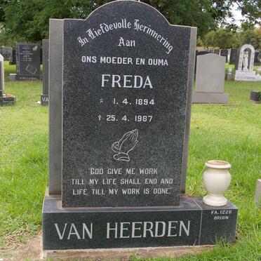 HEERDEN Freda, van 1894-1987