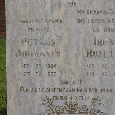MEYER Petrus Johannes 1904-1987 &amp; Irene Rozette 1908-1984