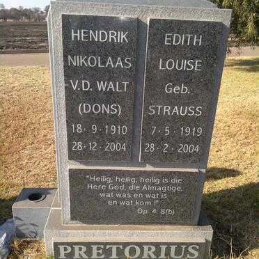 PRETORIUS Hendrik Nikolaas v.d. Walt 1910-2004 &amp; Edith Louise STRAUSS 1919-2004