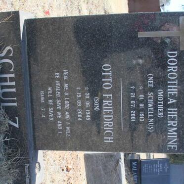SCHULZ Dorothea Hermine nee SCHWELLNUS 1913-2001 :: SCHULZ Otto Friedrich 1945-2004