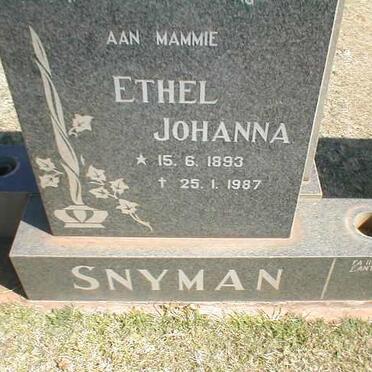 SNYMAN Ethel Johanna 1893-1987