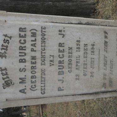 BURGER A.M.S. nee PALM 1858-1896