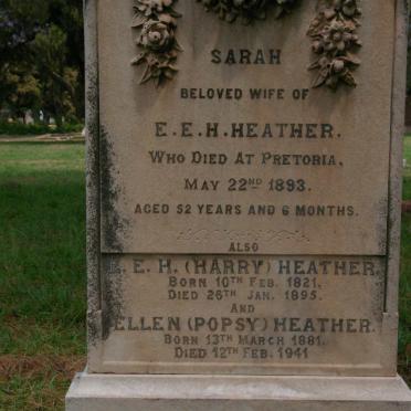 HEATHER E.E.H. 1821-1895 &amp; Sarah -1893 :: HEATHER Ellen 1881-1941