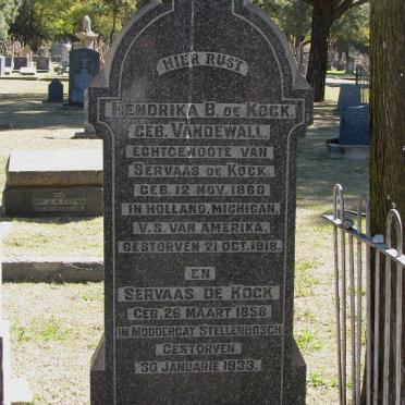 KOCK Servaas, de 1858-1933 &amp; Hendrika B. VANDEWALL 1860-1918 