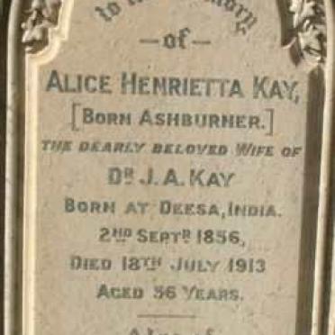 KAY James Alexander 1849-1914 &amp;  Alice Henrietta ASHBURNER 1856-1913