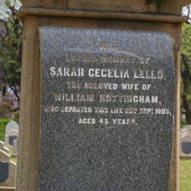 NOTTINGHAM Sarah Cecelia Lello -1903