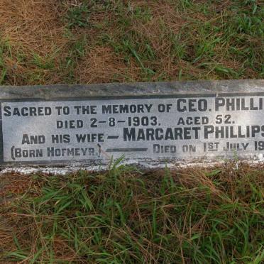 PHILLIPS Geo. -1903 &amp; Margaret HOFMEYR -1927
