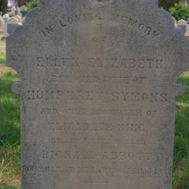 SYMONS Ellen Elizabeth formerly ABBOTT nee KING 1878-1998