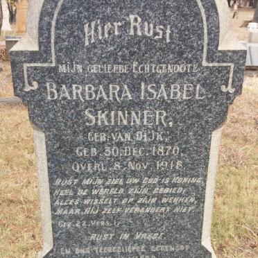 SKINNER Henry John 1866-1951 &amp; Barbara Isabel VAN DIJK 1870-1918