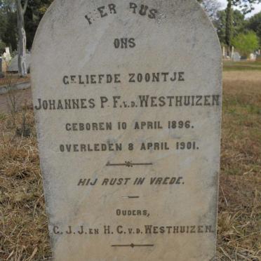 WESTHUIZEN Johannes P.F., v.d. 1896-1901
