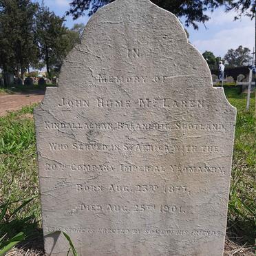 MCLAREN John Hume 1877-1901