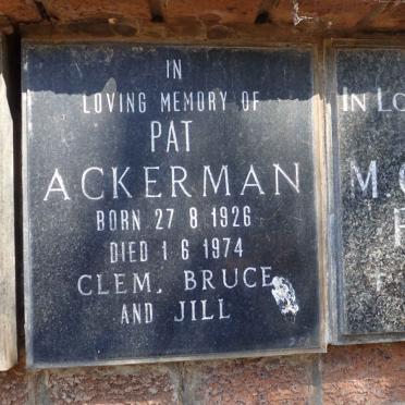 ACKERMAN Pat 1926-1974