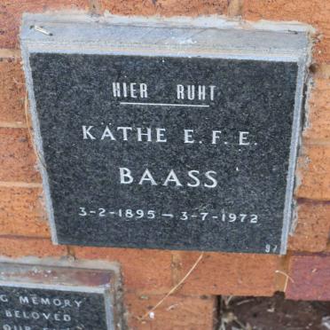BAASS Kathe E.F.E. 1895-1972