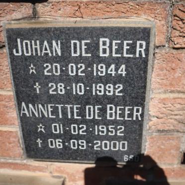 BEER Johan, de 1944-1992 &amp; Annette 1952-2000