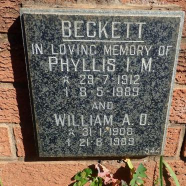 BECKETT William A.D. 1908-1989 &amp; Phyllis I.M. 1912-1989
