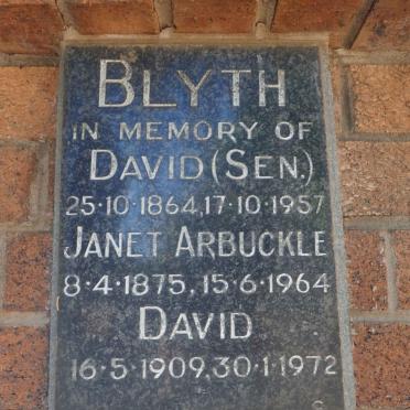 BLYTH David 1864-1957 &amp; Janet Arbuckle 1875-1964 :: BLYTH David 1909-1972
