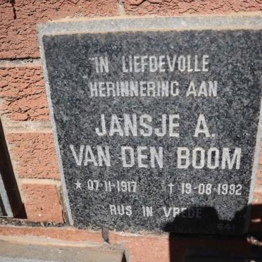 BOOM Jansie A., van den 1917-1992