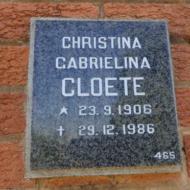 CLOETE Christina Gabrielina 1906-1986