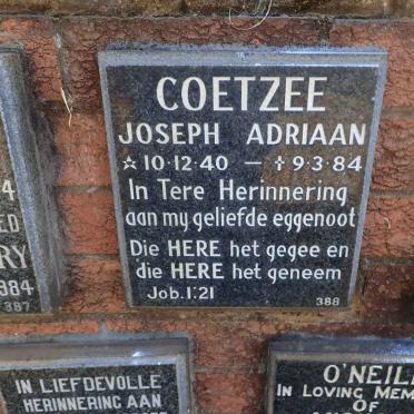 COETZEE Joseph Adriaan 1940-1984