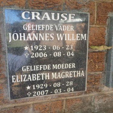 CRAUSE Johannes Willem 1923-2006 &amp; Elizabeth Magretha 1929-2007
