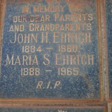 EHRICH John H. 1884-1960 &amp; Maria S. 1888-1965