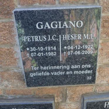 GAGIANO Petrus J.C. 1914-1982 &amp; Heser M.E. 1922-2009