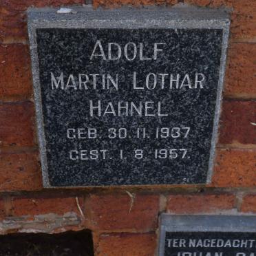 HAHNEL Adolf Martin Lothar 1937-1957