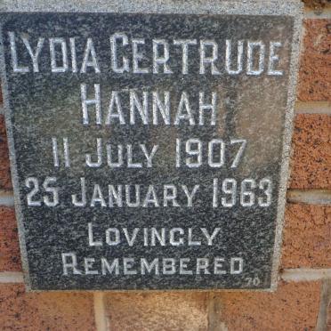 HANNAH Lydia Gertrude 1907-1963